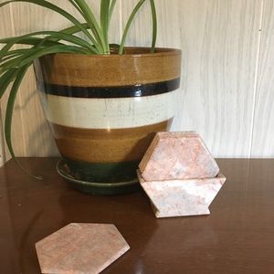 Pink marbled coasters.